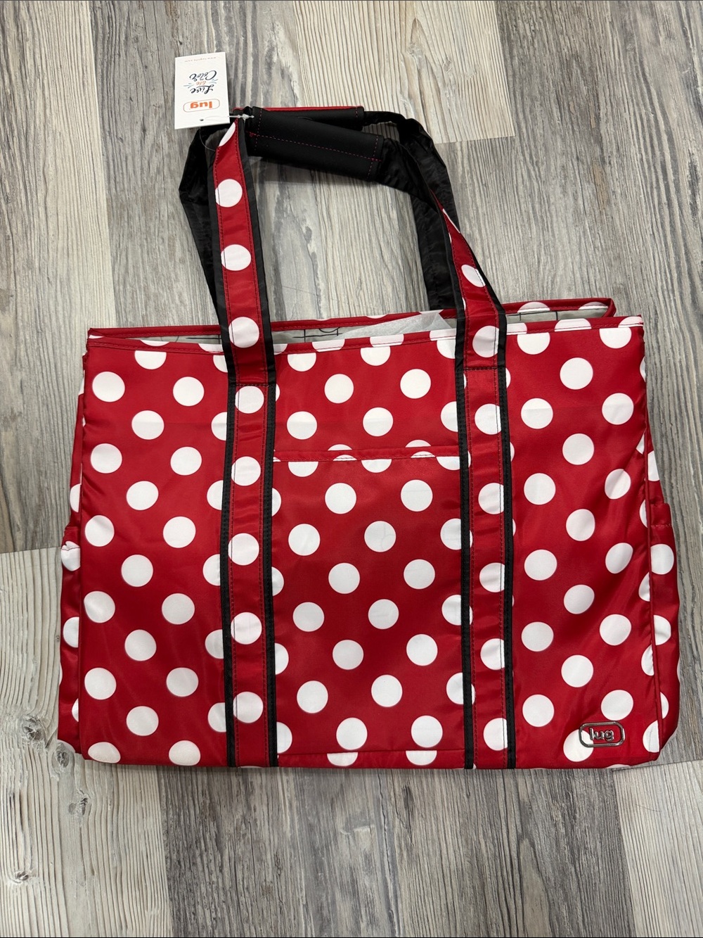 LUG Disney Minnie Mouse Rover Tote Crimson Red Large Dot